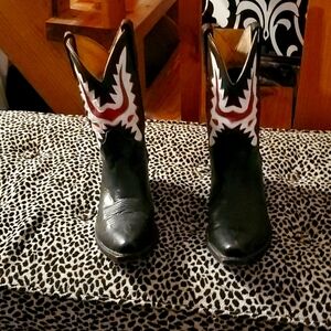 Stylish Black and White Heeled Boots